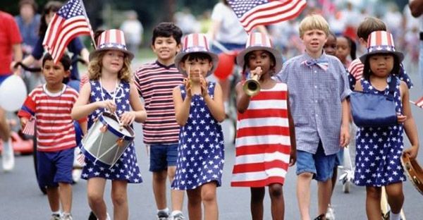 kids wearing patriotic clothing