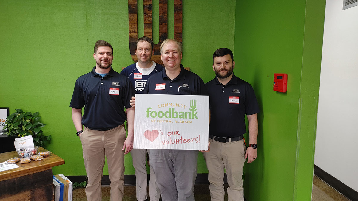 BTS team members at the community food bank of central Alabama.