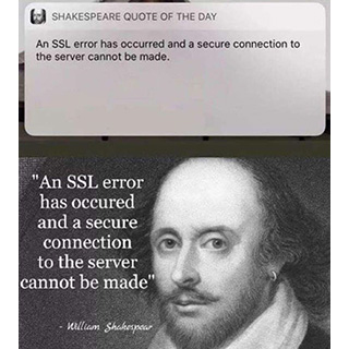 Shakespeare quote - An SSL error has occurred and a secure connection to the server cannot be made