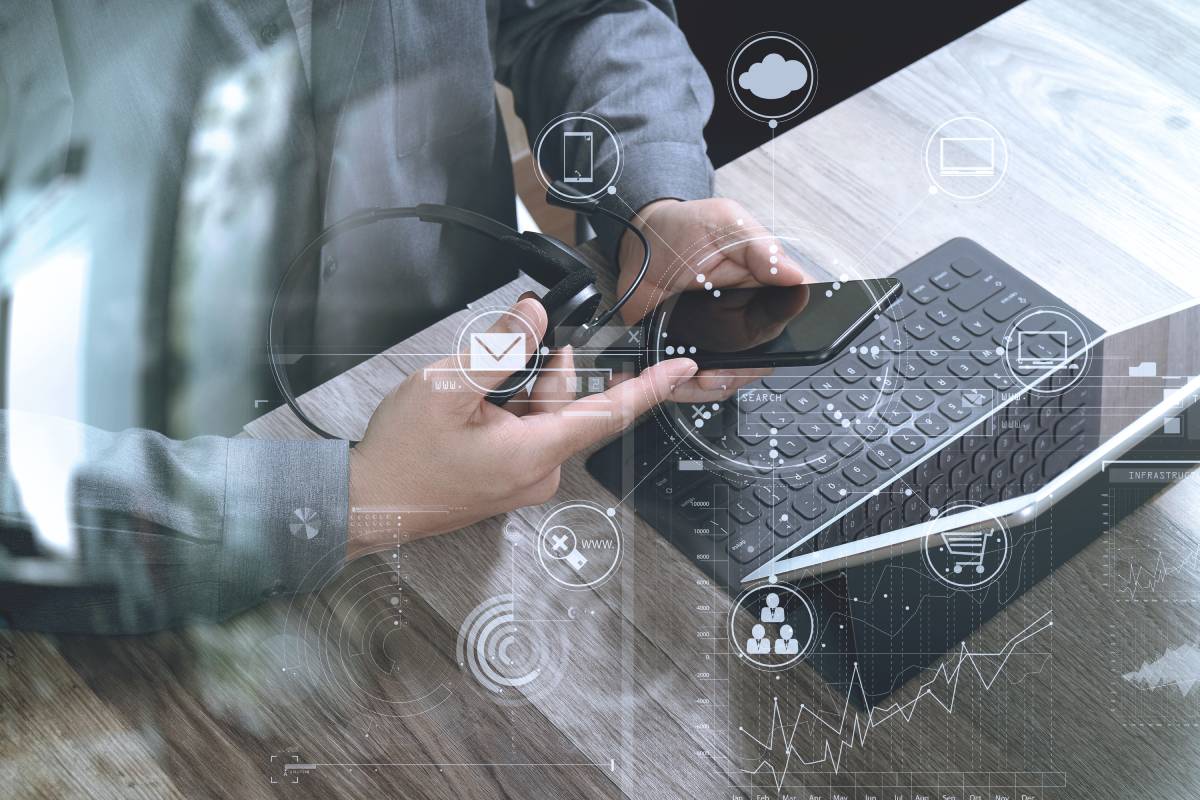 Man working on tablet