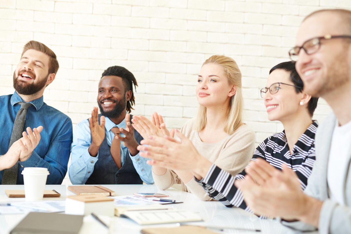 Businessman clapping
