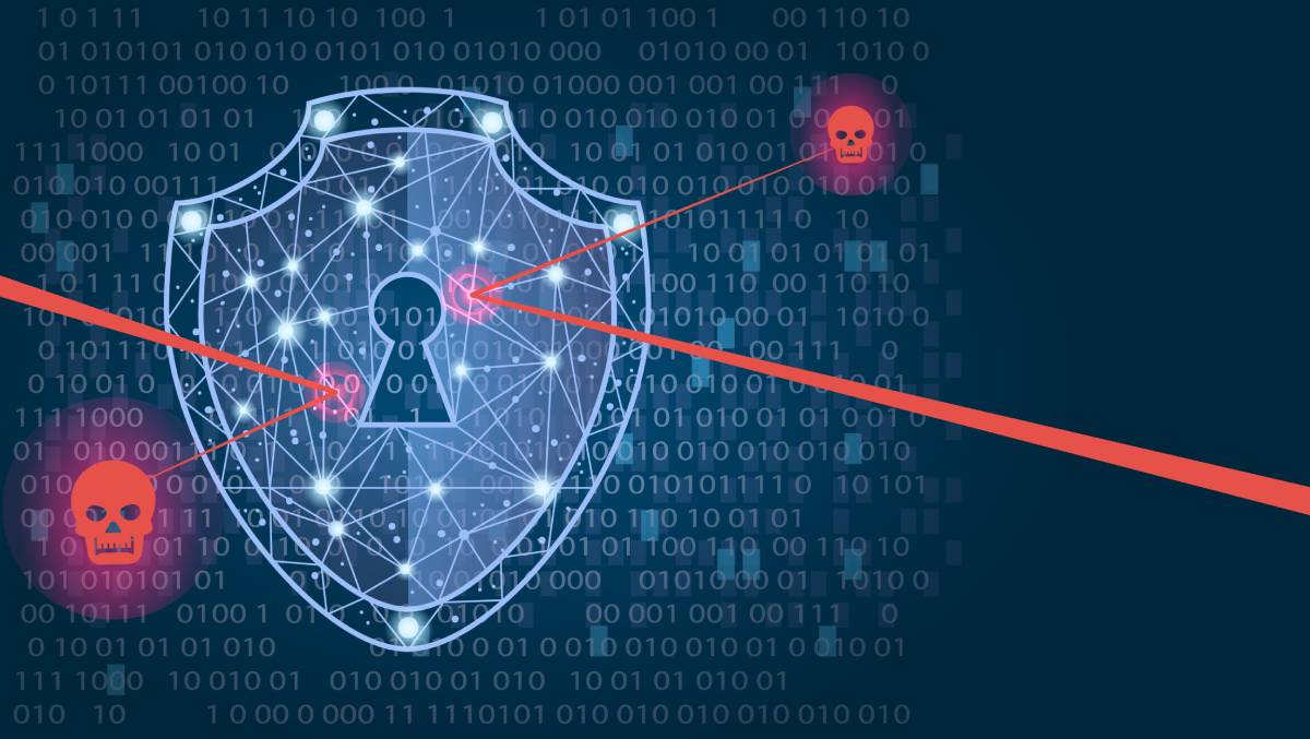 A conceptual digital lock on a shield representing protection from cybercrimes