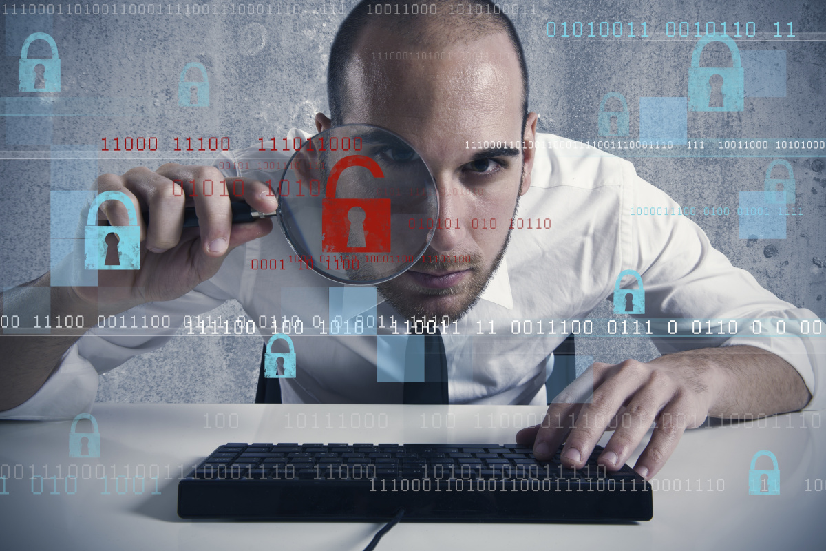 Man looking through a loop