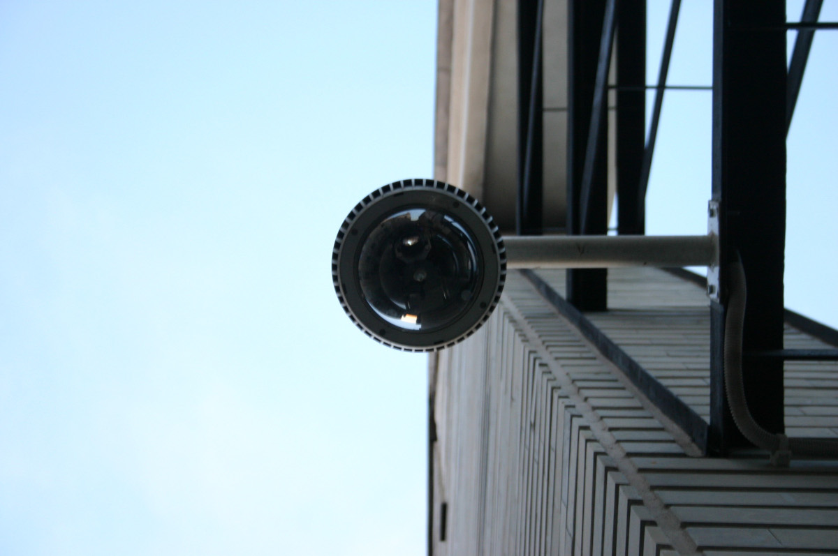 Security camera seen from looking directly up