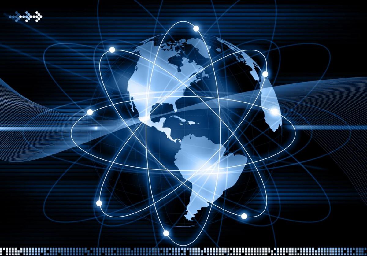 Man using phone while digital communication icons are floating around