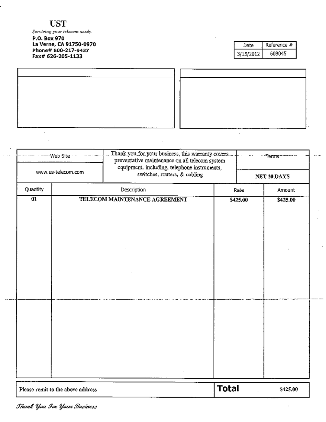 Scam Invoice Form