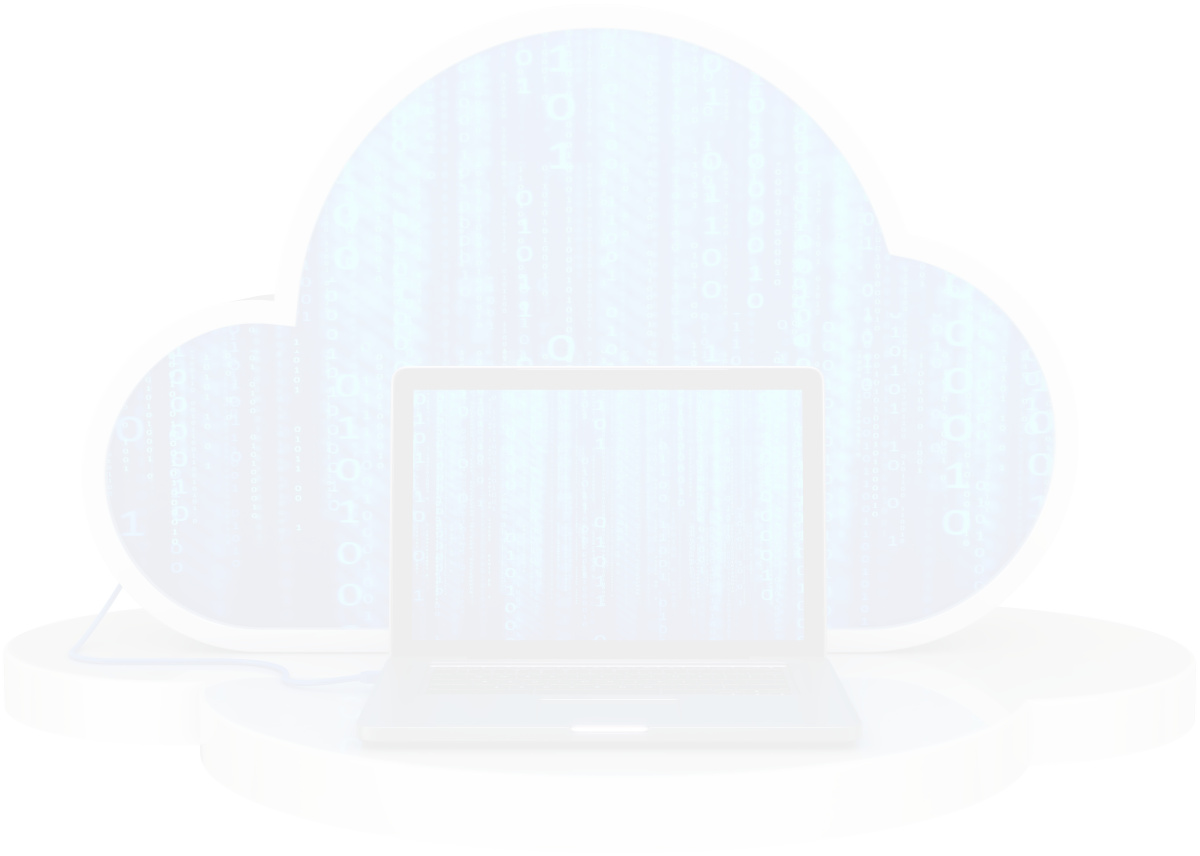 Laptop with digital cloud around it