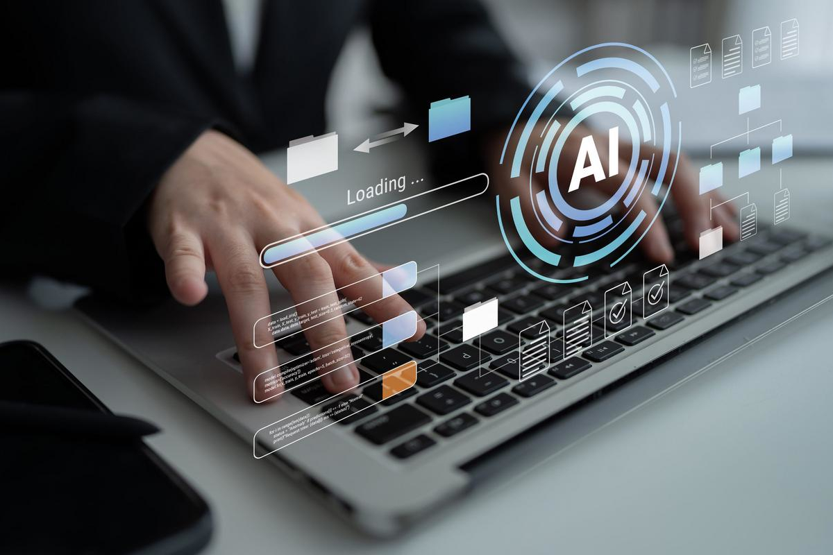 AI data visualization showing secure data management and analysis for business applications.
