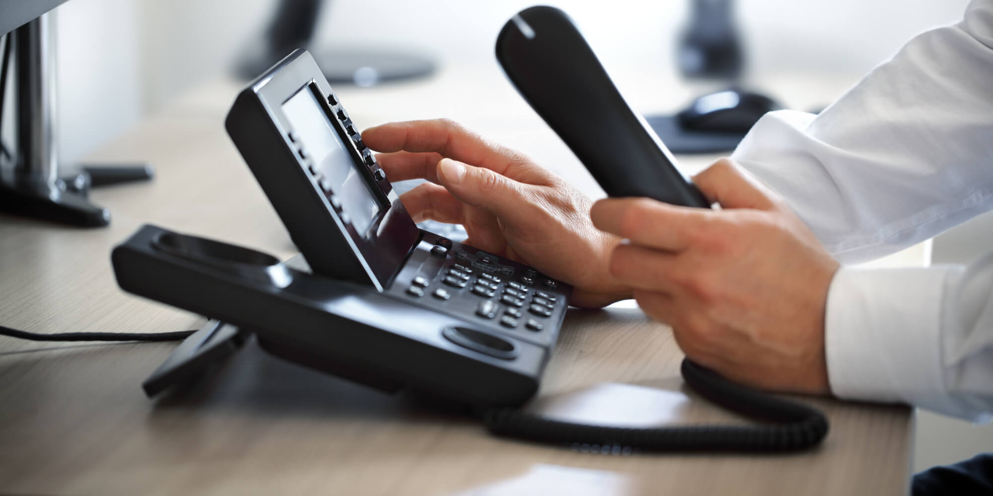 Man using phone in an office