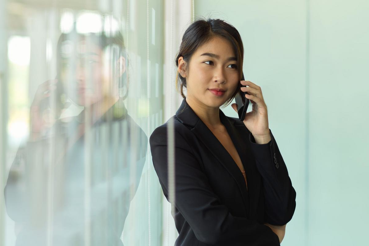 Business VoIP phone call communication.