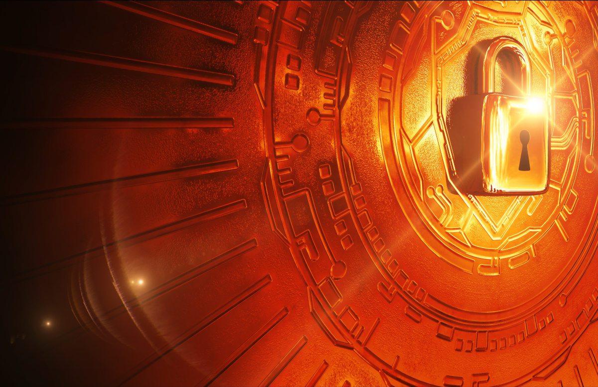 Digital representation of cybersecurity lock
