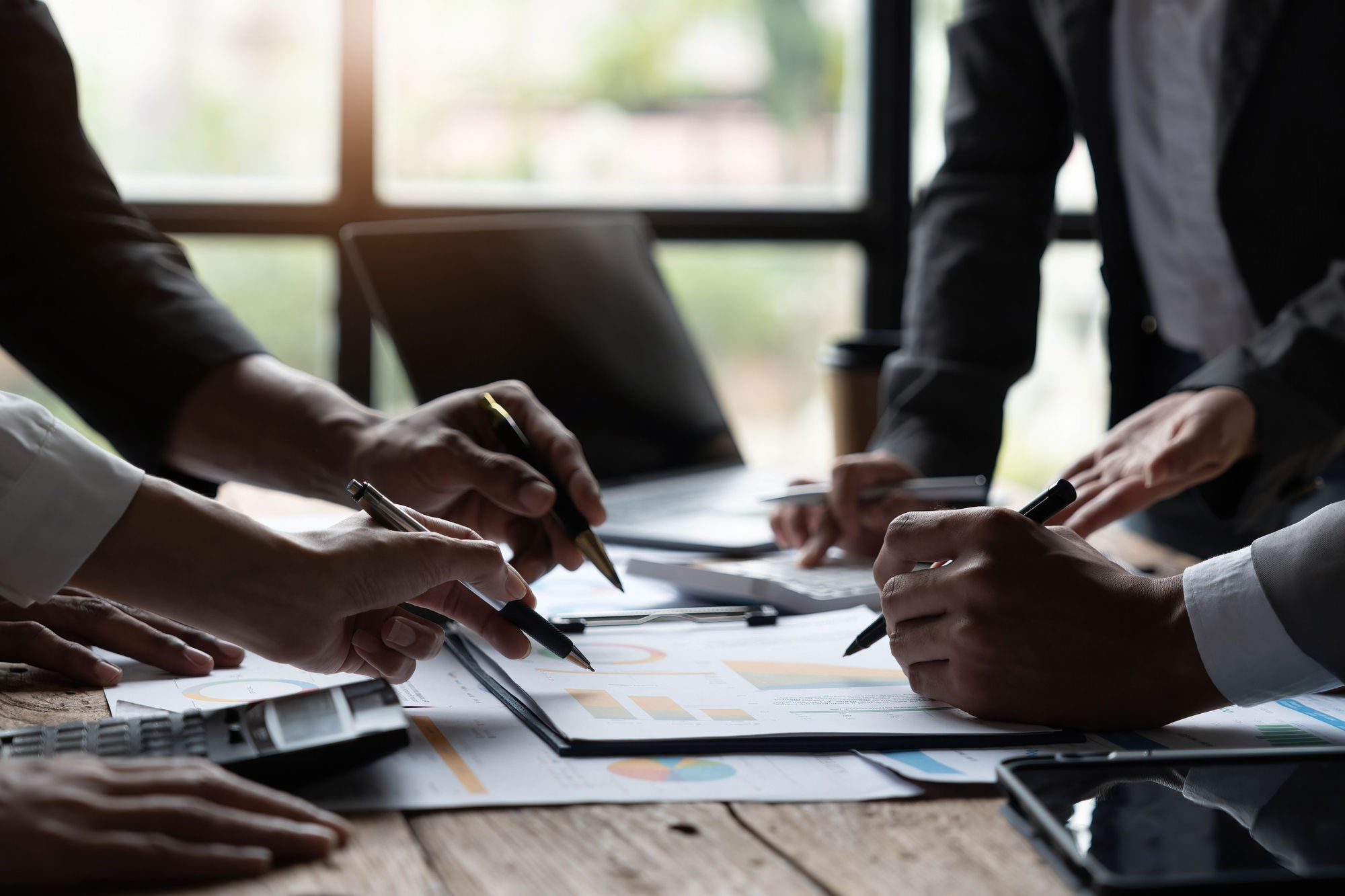 Businessman having a meeting and looking at documents